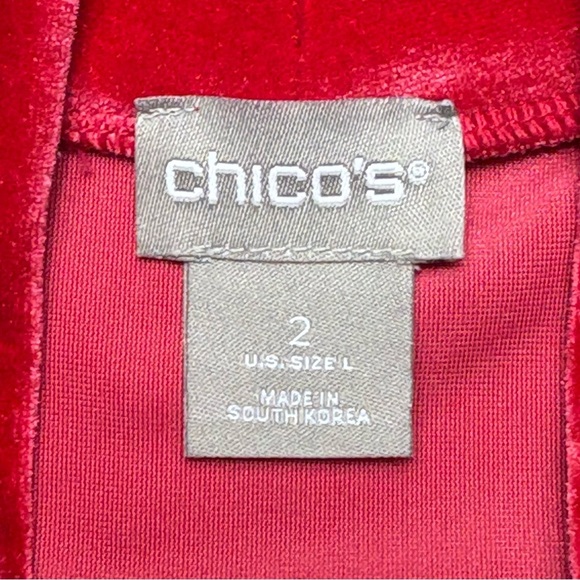 Chicos Sleeveless Velvet Cowl Top Size L Large Red Stiletto Holiday Evening NEW - Picture 6 of 8